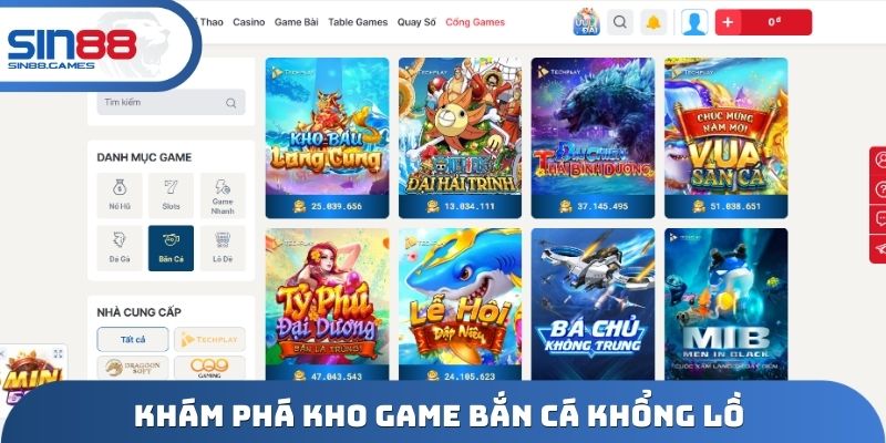 Khám phá kho game bắn cá khổng lồ